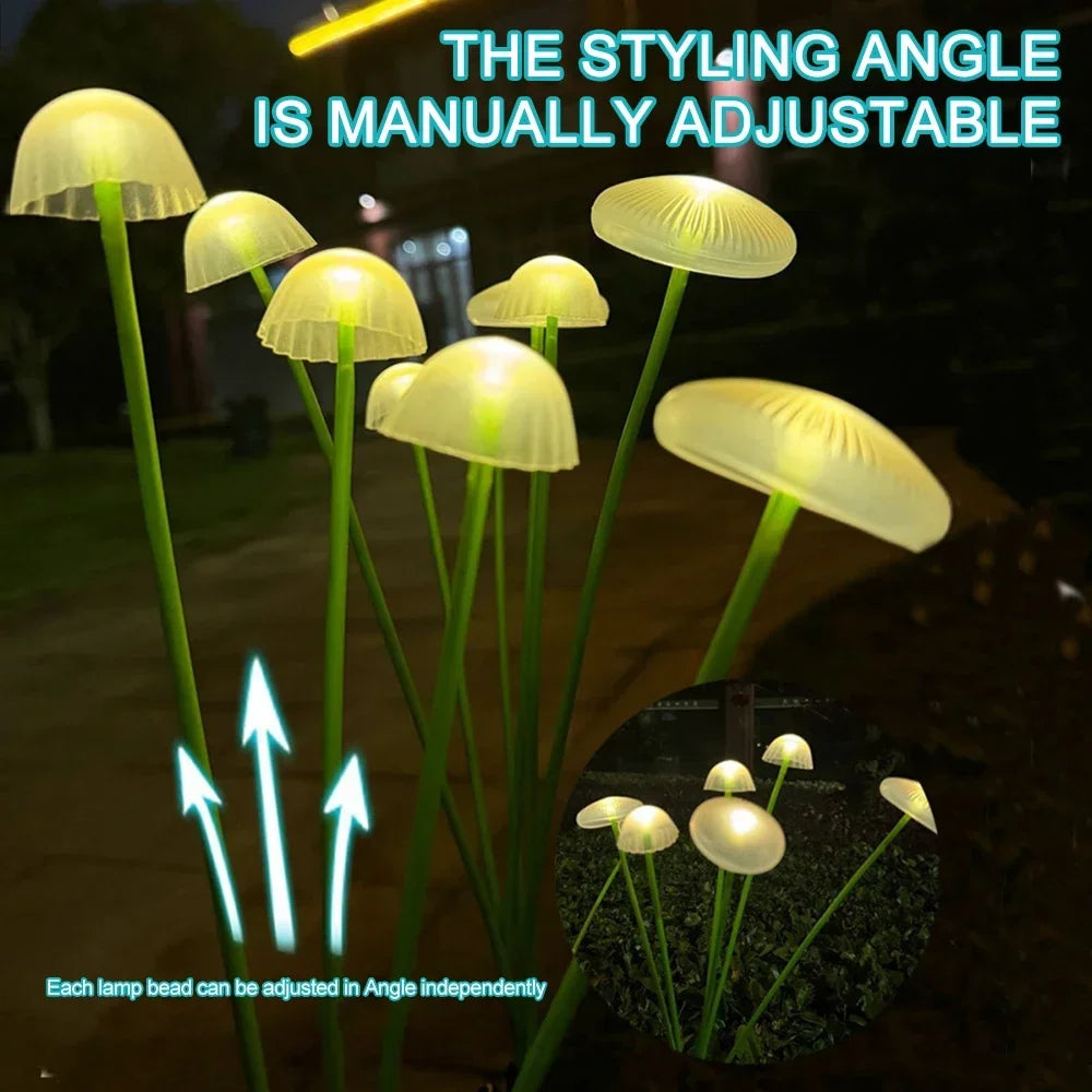 LED Solar Jellyfish Mushroom Fairy Light RGB Waterproof Energy-saving Solar Garden Lamp for Outdoor Lawns Courtyard Decor Light