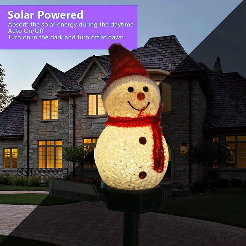 LED Snowman Solar Garden Light Outdoor Ground Stake Light Solar Powered Xmas Pathway Lights For Christmas Lawn Yard Decoration