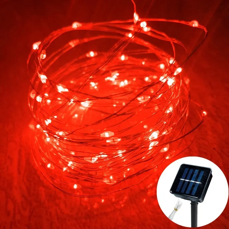 Led Solar Fairy String Lights 8 Modes Christmas Led Light Outdoor Garden Patio Wire Garland Light Christmas Lights