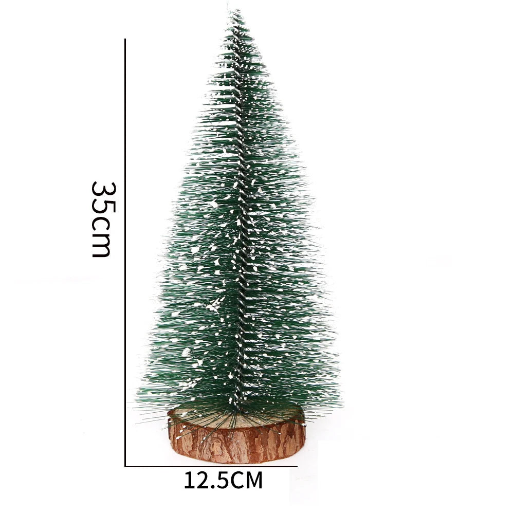 Mini Christmas Trees Different Size Craft Artificial Wooden Base Mini Christmas Tree Xmas Home Party New Year 2025 Decoration