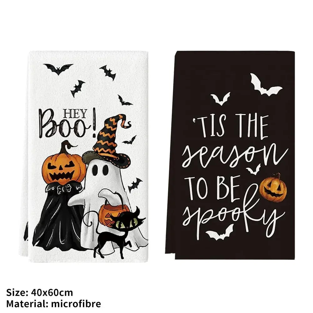 1pc Boo Halloween Kitchen Towels Dish Tea Towels Kitchen Decor Halloween Decoration Cotton Gift for Mom Women Kitchen Supplies