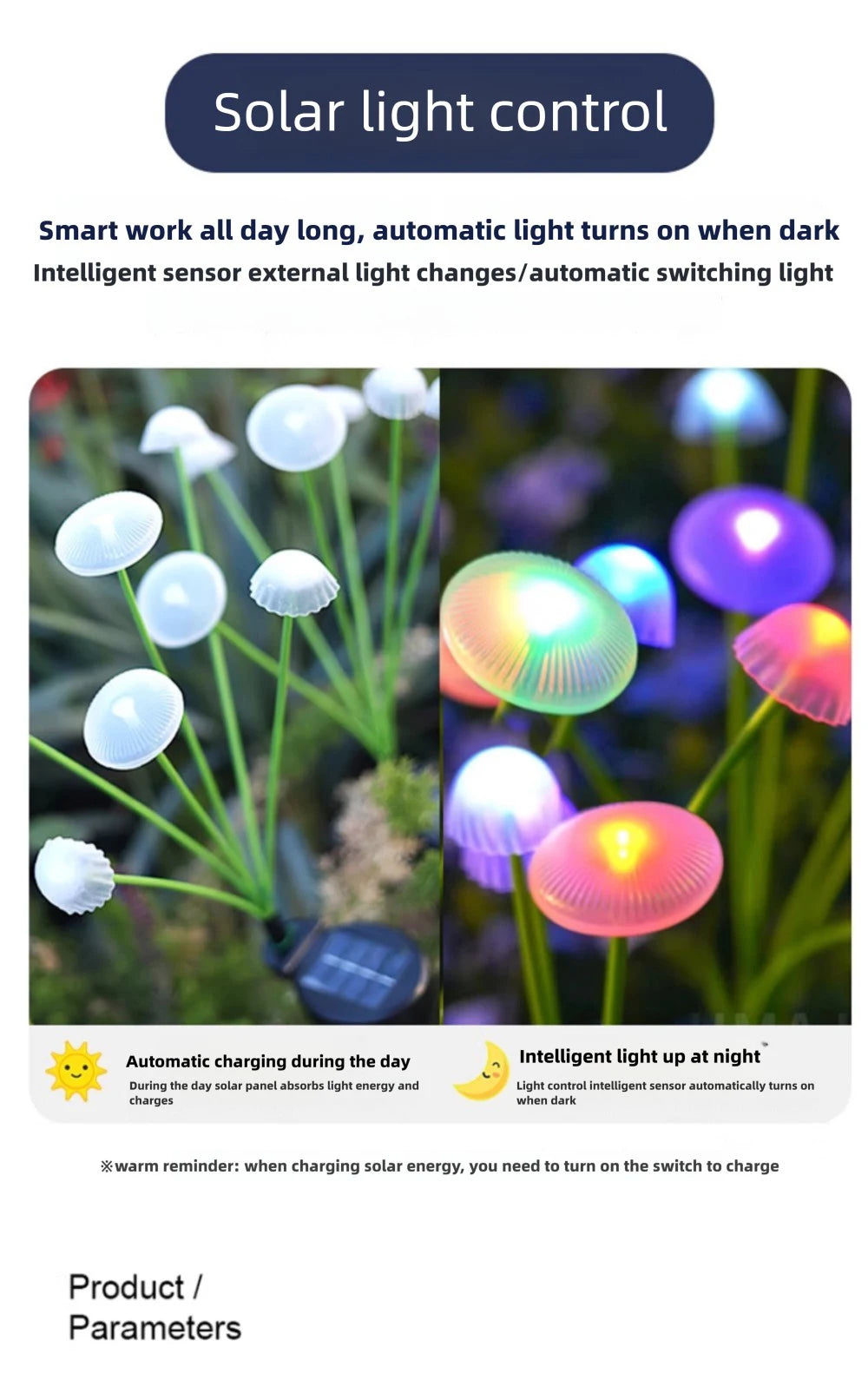 LED Solar Jellyfish Mushroom Fairy Light RGB Waterproof Energy-saving Solar Garden Lamp for Outdoor Lawns Courtyard Decor Light