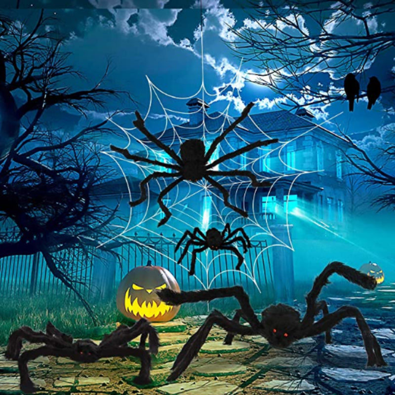 30cm/50cm/90cm/150cm/200cm Extra Large Plush Black Spider Outdoor Home Bar Party Haunted House Horror Props Halloween Decoration