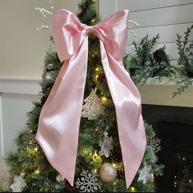 40 * 100cm Christmas Tree Big Bow Decoration Red Pink Green White Party Garden Wedding Hanging Pendant Festival Atmosphere Props