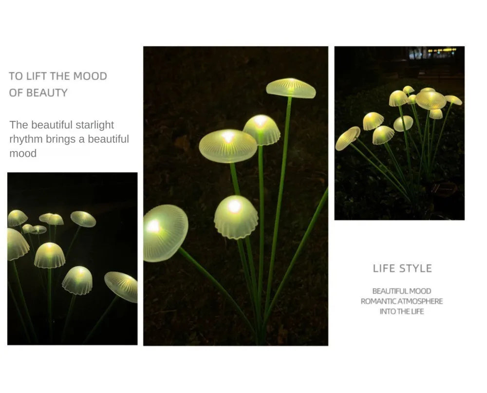 LED Solar Jellyfish Mushroom Fairy Light RGB Waterproof Energy-saving Solar Garden Lamp for Outdoor Lawns Courtyard Decor Light