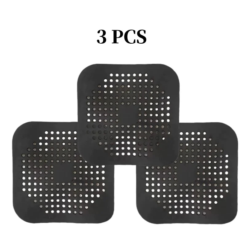 Square silicone absorbent drain for drains, kitchens, bathrooms and showers to prevent sinks from clogging the drain