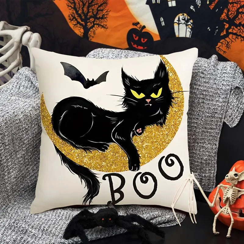 Halloween Linen Cushion Cover Trick or Treat Theme Pillowcase Cartoon Pumpkin Ghost Pillow Cover Halloween Party Decoration 2025