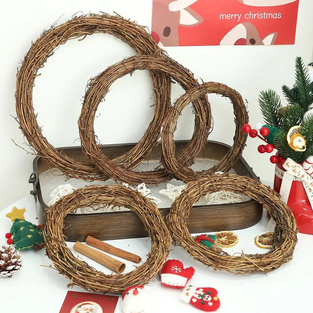 10Cm/15cm/20cm Artificial Rattan Frame Home Wedding Christmas Party Outdoor Decor DIY Gifts Bride Wreath Wall Hanging Accessory