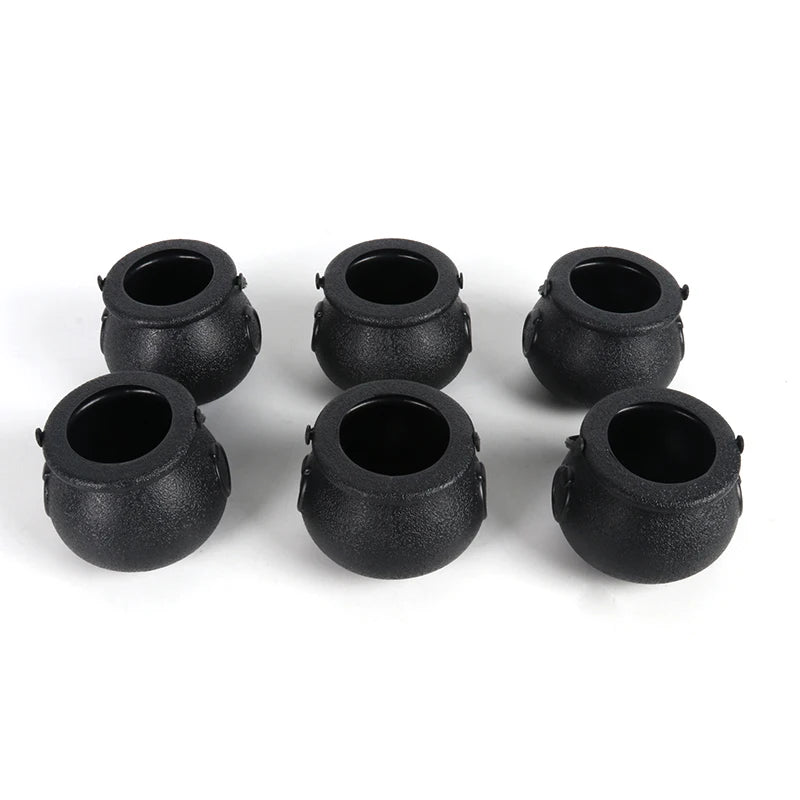 6/12/18pcs Halloween Candy Bucket Mini Black Candy Kettles Cauldron Pot Trick Or Treat Holder Halloween Party Decoration Prop