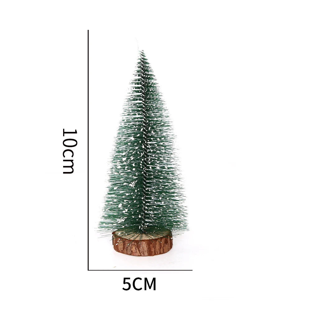 Mini Christmas Trees Different Size Craft Artificial Wooden Base Mini Christmas Tree Xmas Home Party New Year 2025 Decoration