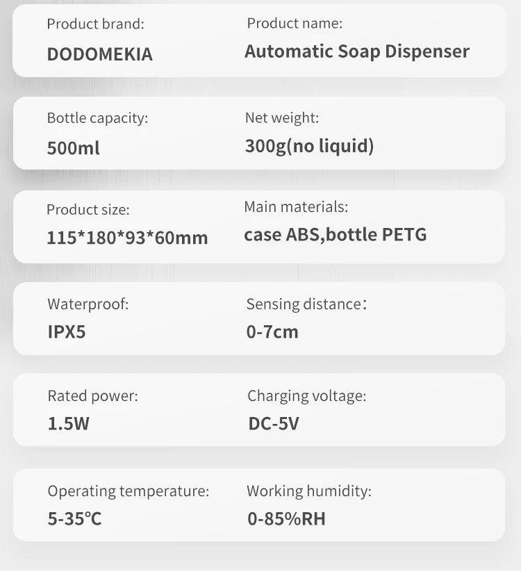 New Wall Mounted Automatic Soap Dispenser Foam Smart Hand Washing Machine 500ml Liquid Rechargeable Bathroom Induction Sensor