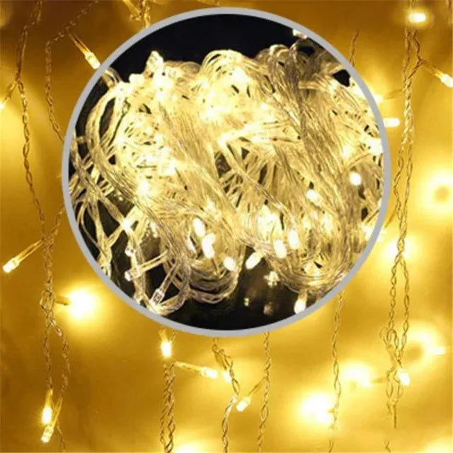 Outdoor Decoration 5m Droop 0.4-0.6m Curtain Icicle Led String Lights 220V 110V Garden Xmas Luminaria Garland Decorative Lights