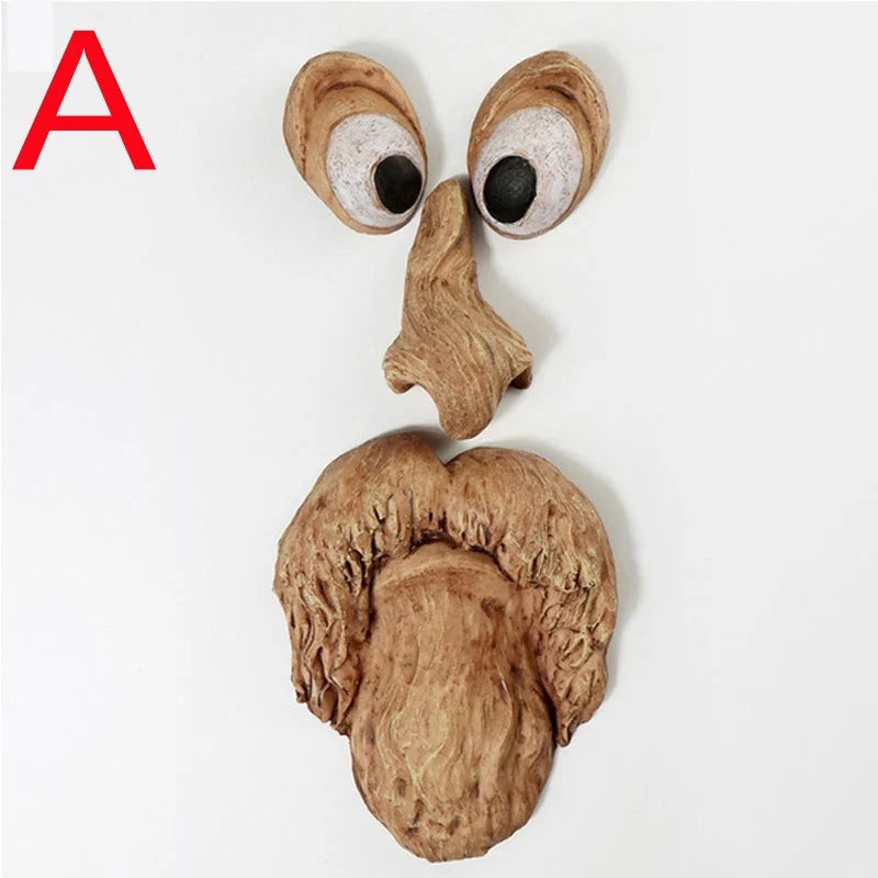 Peeker Yard Art Outdoor Tree Funny Old Man Face Sculpture Whimsical Tree Face Garden Decoration