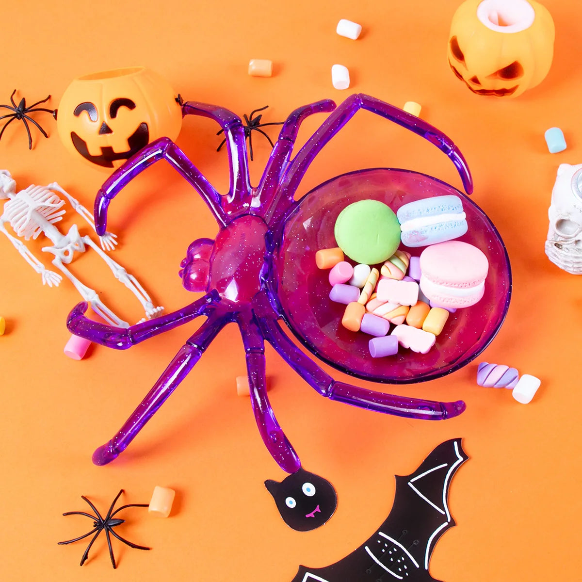 Halloween Spiders Shaped Bowl Fruits Plate Food Tray Candy Biscuit Package Basket Trick or Treat Halloween Party table Decor