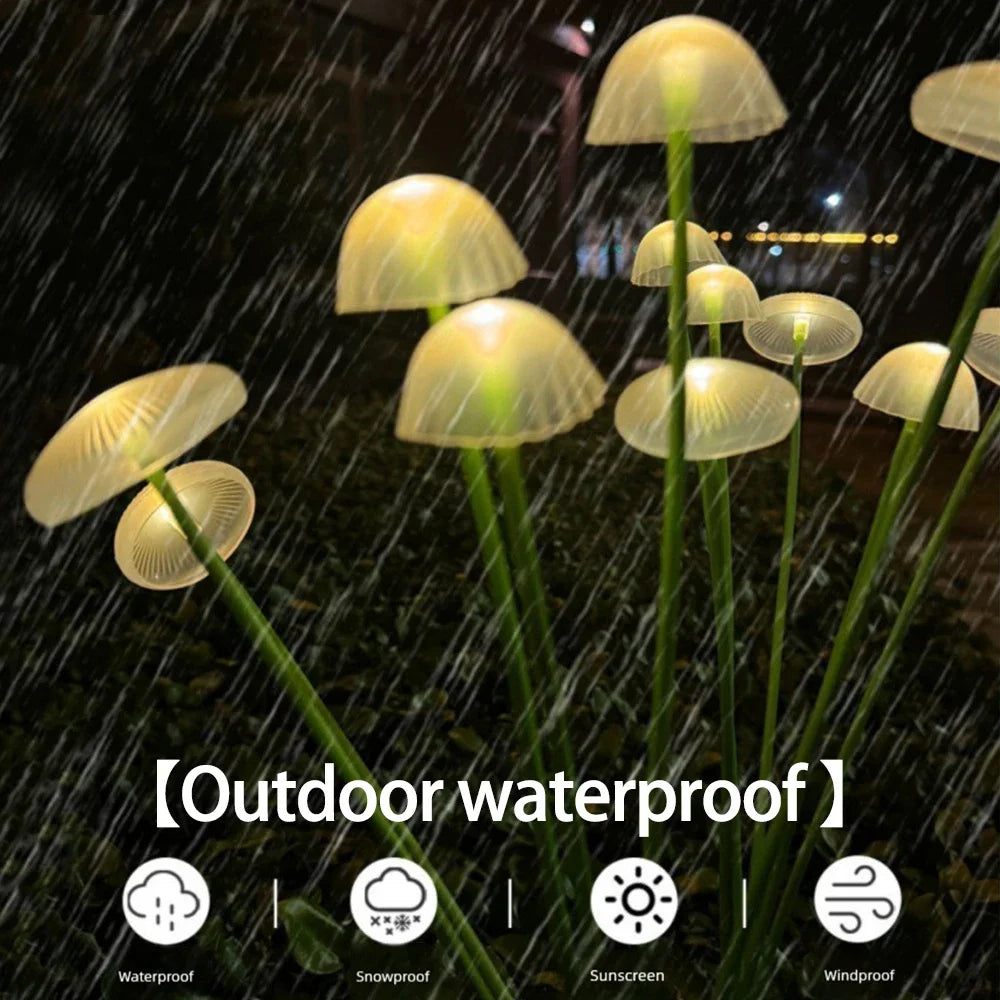 LED Solar Jellyfish Mushroom Fairy Light RGB Waterproof Energy-saving Solar Garden Lamp for Outdoor Lawns Courtyard Decor Light