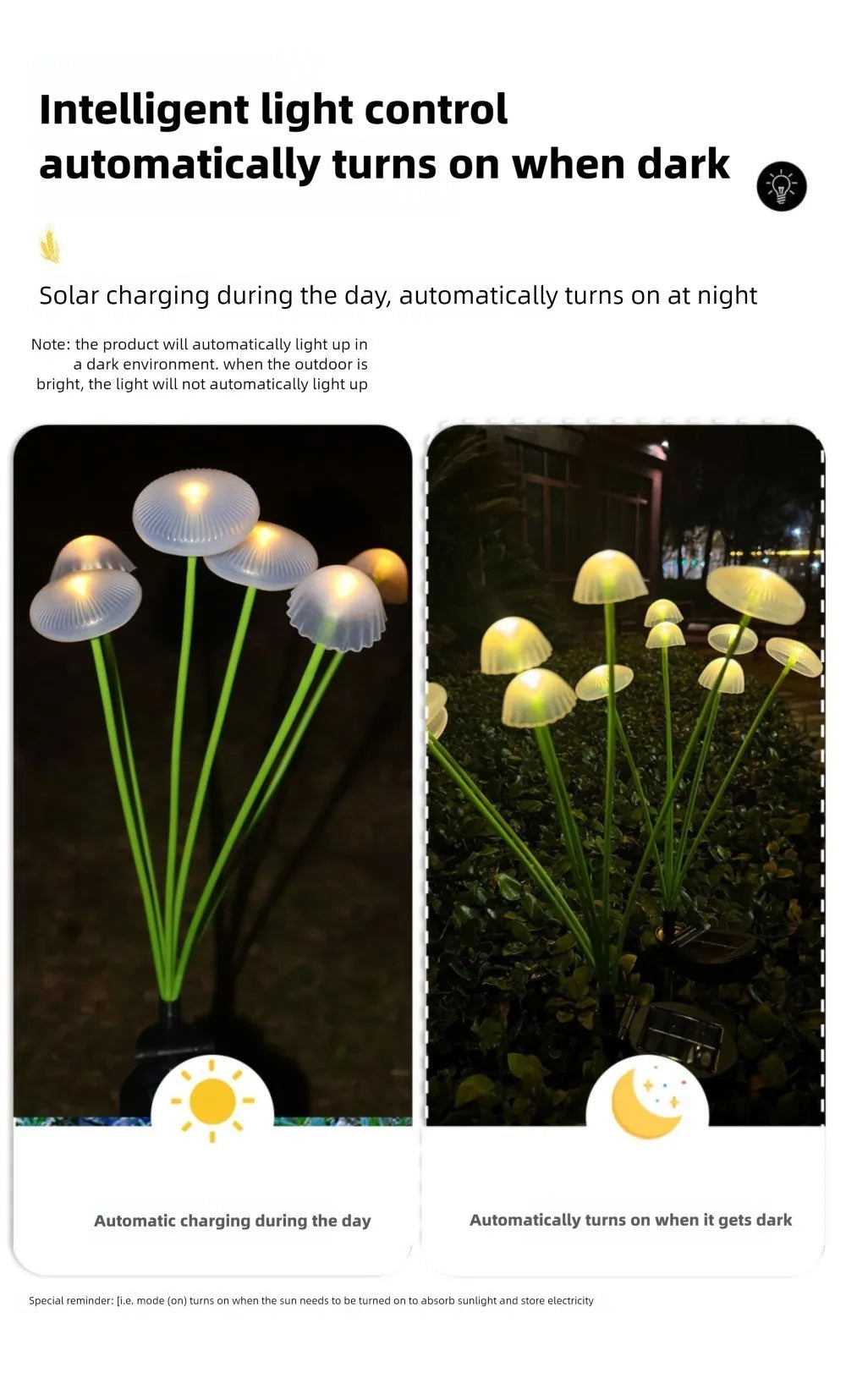 LED Solar Jellyfish Mushroom Fairy Light RGB Waterproof Energy-saving Solar Garden Lamp for Outdoor Lawns Courtyard Decor Light