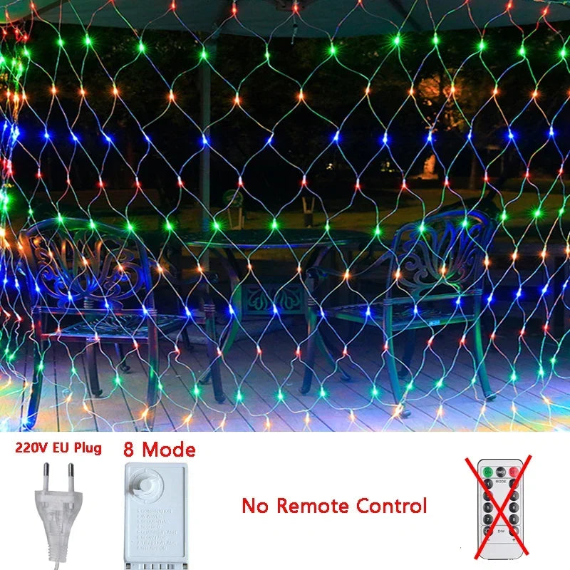 1M-36M LED Outdoor Fishing Net Christmas Fairy Lights Festoon Garden Street Garland Curtain Wedding Tree Ramadan Decoration 2026