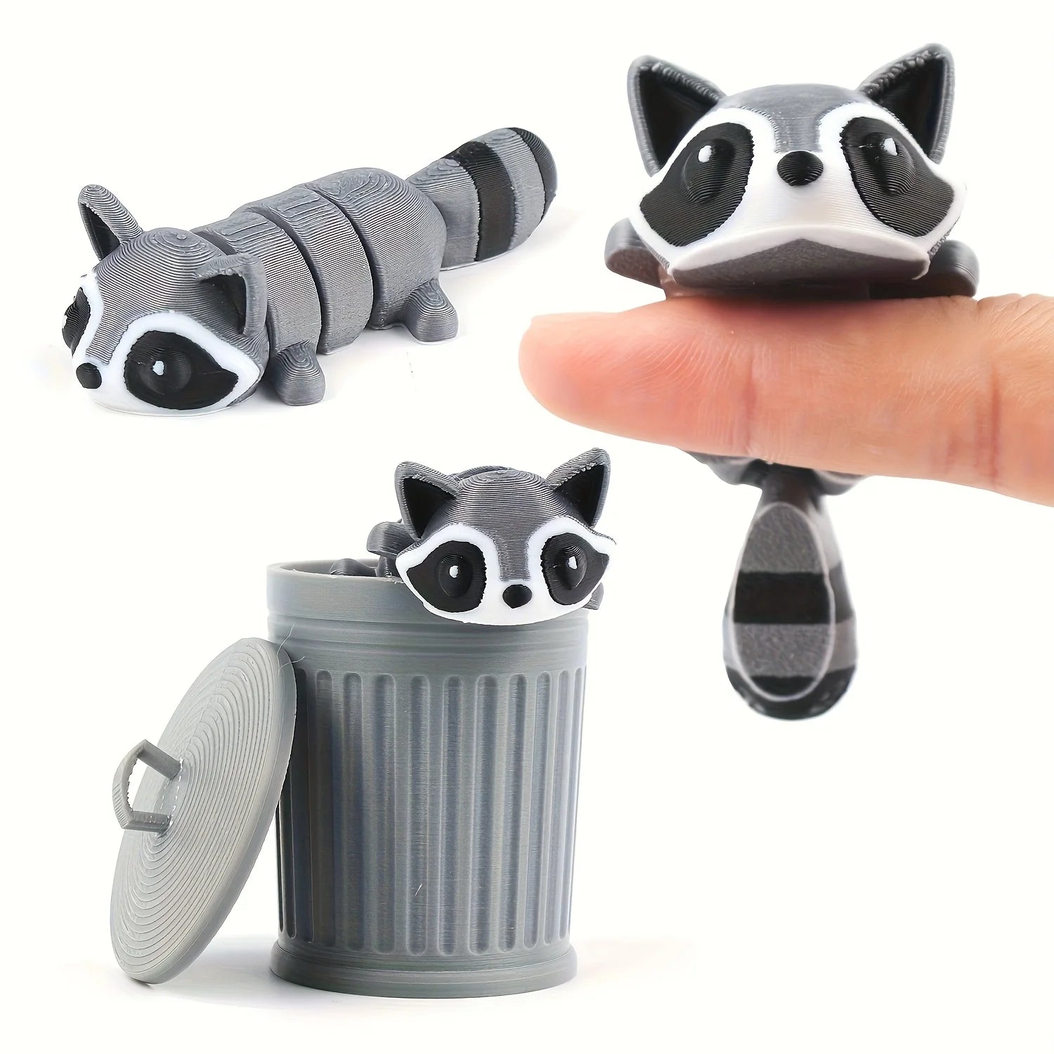 3D Printed Raccoon Trash Can Decoration- Multifunctional Indoor and Outdoor Movable Raccoon Statue, Suitable for Home, Office