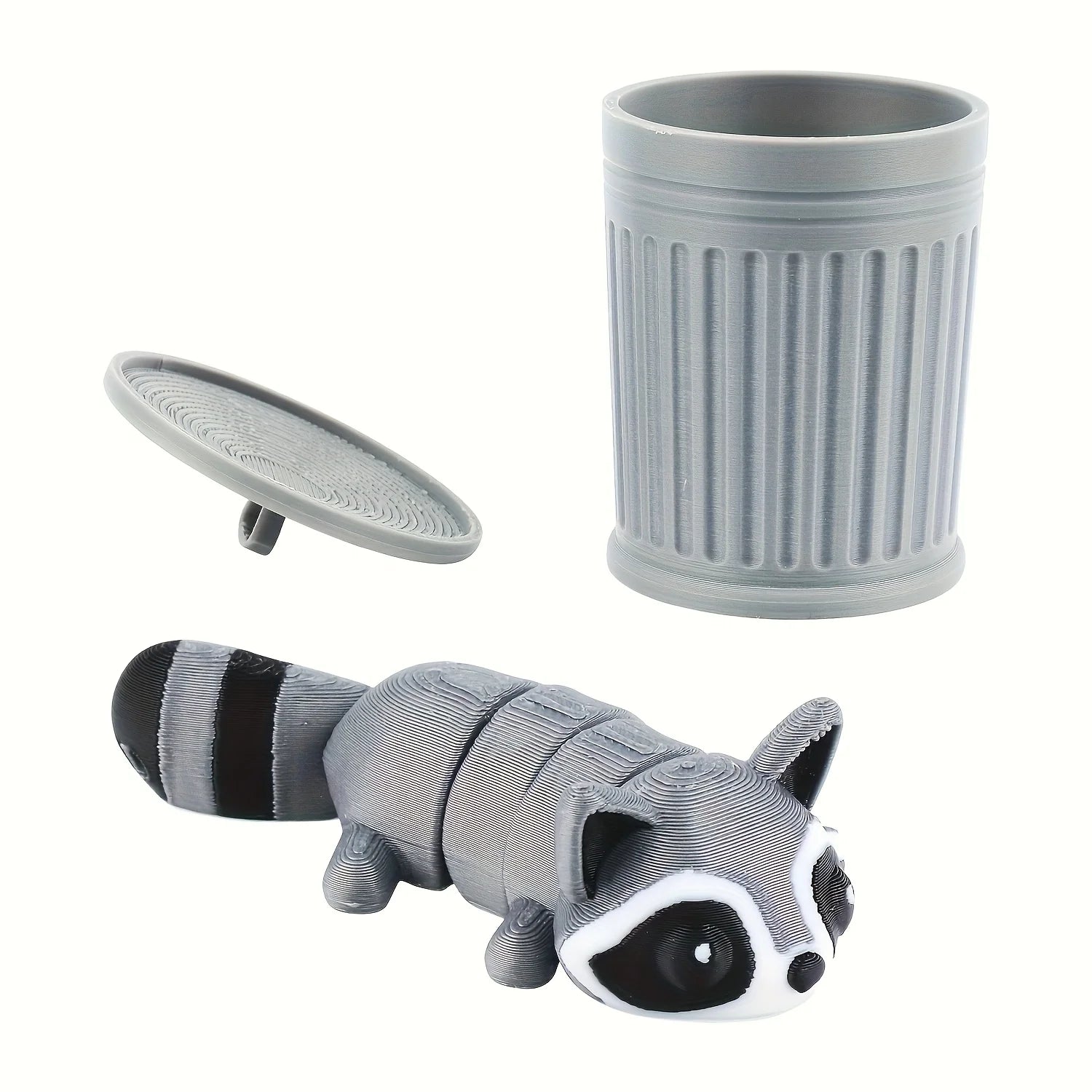 3D Printed Raccoon Trash Can Decoration- Multifunctional Indoor and Outdoor Movable Raccoon Statue, Suitable for Home, Office