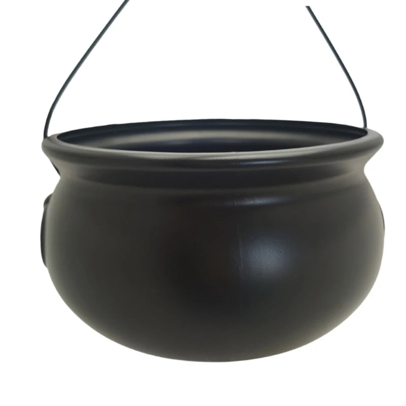 32cm Large 12Inch Black Cauldron Kettle Bucket Witches Sweets Candy Bowl for Halloween Trick or Treating Party Decoration