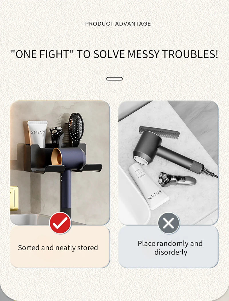 Bathroom Shelf Dryer Cradle Wall Shelves Hair Dryer Holder Shower Hairdryer Organizer Box Toilet Blower Holder Shelf Bathroom