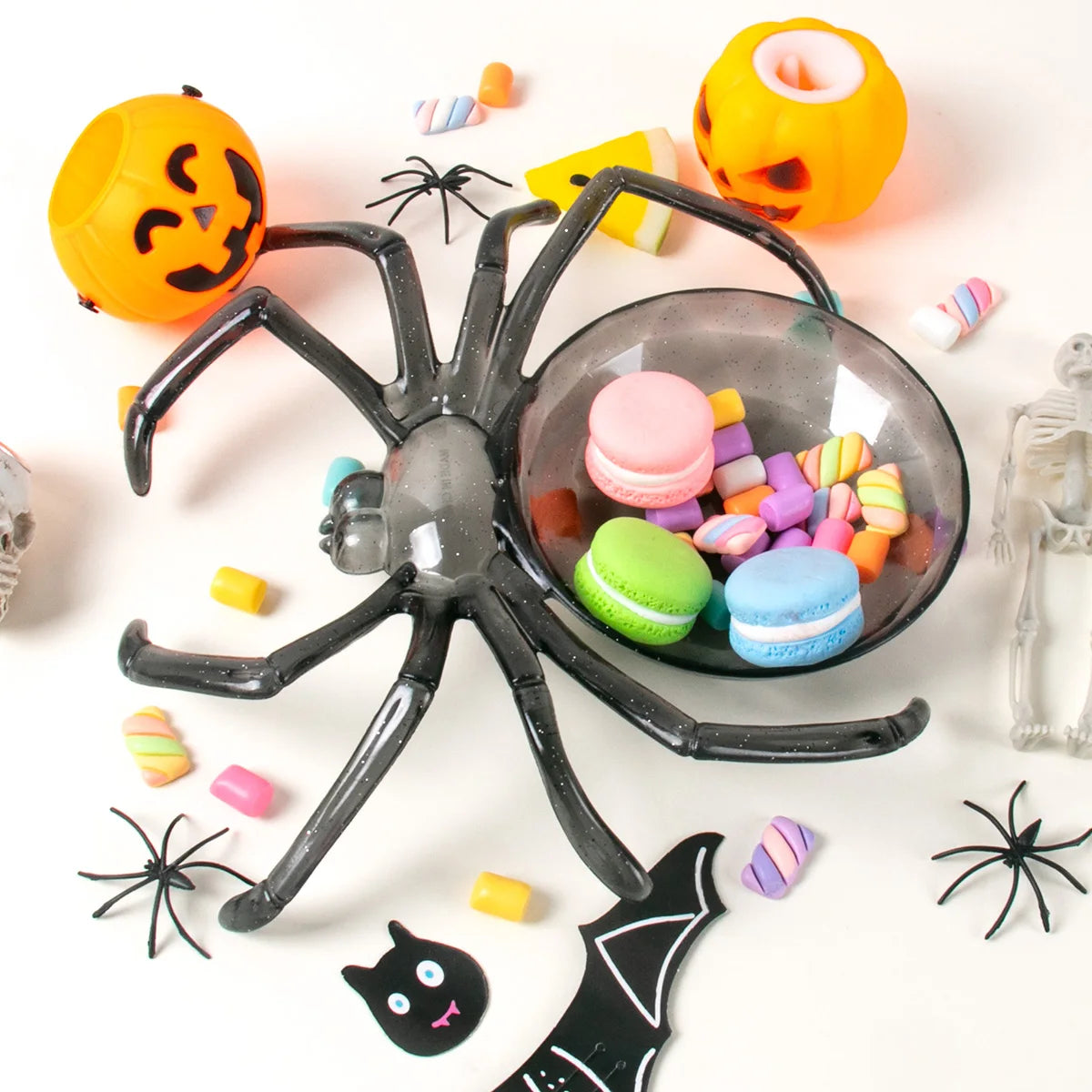 Halloween Spiders Shaped Bowl Fruits Plate Food Tray Candy Biscuit Package Basket Trick or Treat Halloween Party table Decor