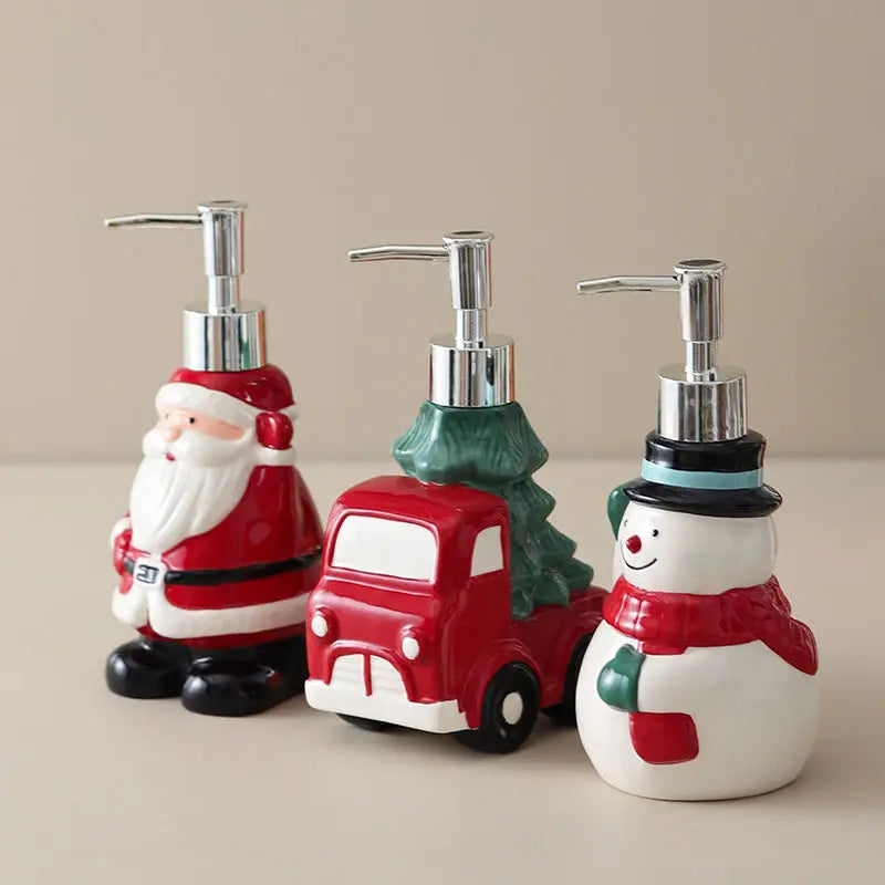 Painted Christmas Ceramic Lotion Bottle Hand Sanitizer Shampoo Moisture Bottled Hotel Press Soap Dispenser Bathroom Accessories
