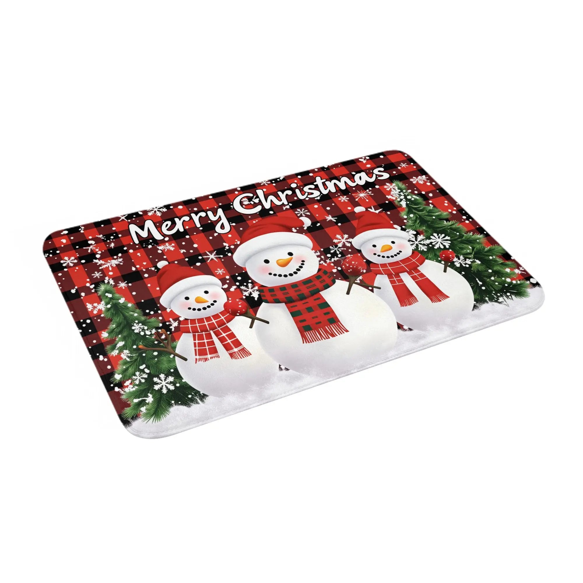 Snowman Pattern Merry Christmas Doormat Non-Slip Entrance Kitchen Bath Door Floor Mat  Toilet Carpet Rug