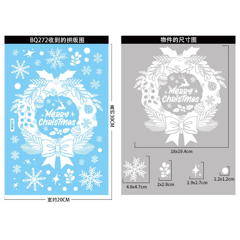 2025 Christmas Window Glass Stickers White Santa Claus Snowman Snowflake Xmas Tree Window Stickers Kids DIY Happy New Year 2026