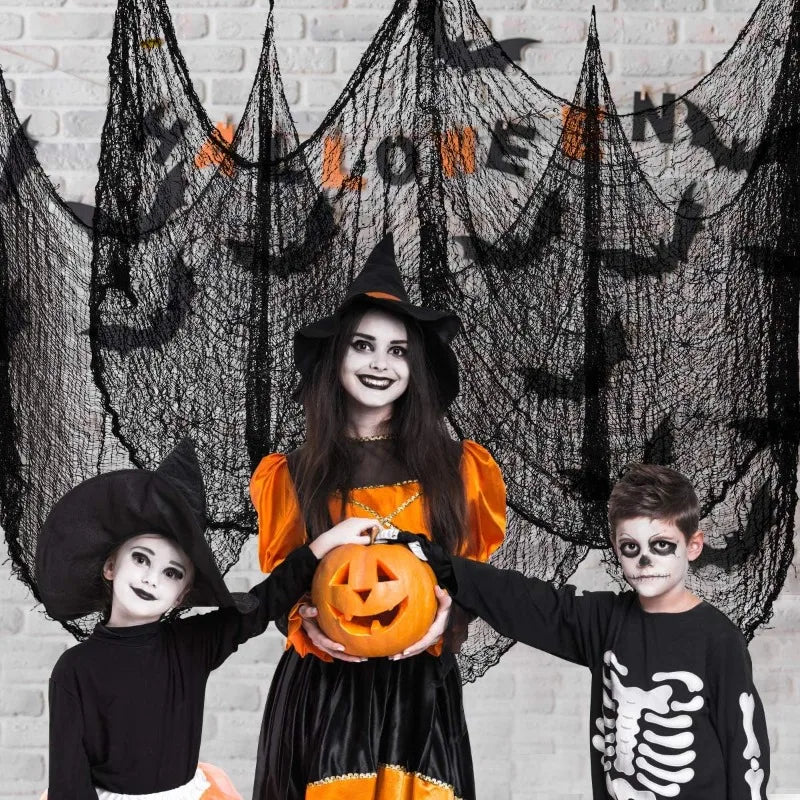 Halloween Black Gauze Outdoor Hanging Scary Gauze Ghost Cloth for Haunted House Scene Props Halloween Party Decoration Props