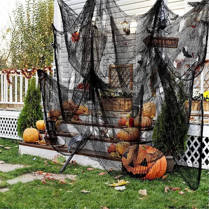Halloween Black Gauze Outdoor Hanging Scary Gauze Ghost Cloth for Haunted House Scene Props Halloween Party Decoration Props