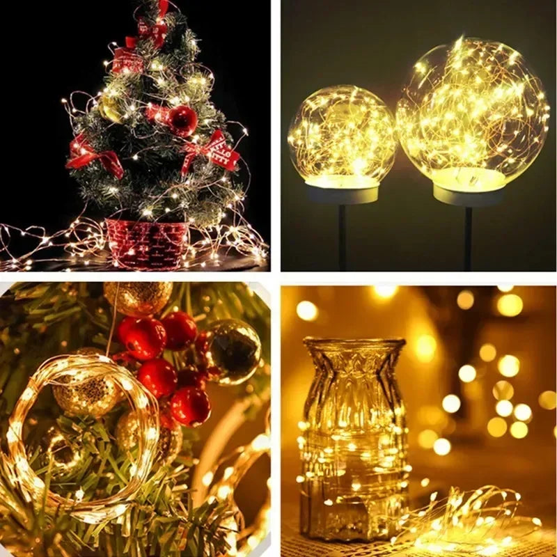 Led Solar Fairy String Lights 8 Modes Christmas Led Light Outdoor Garden Patio Wire Garland Light Christmas Lights