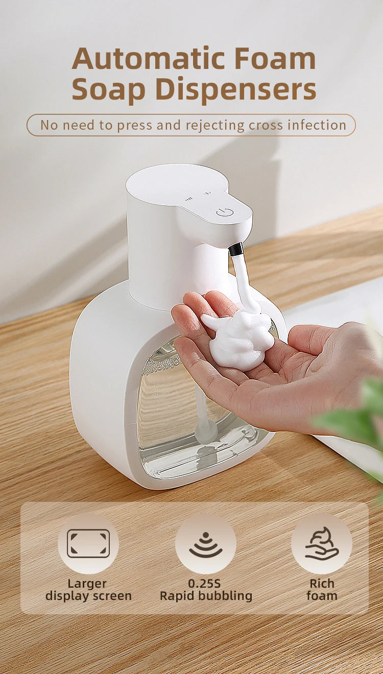 New Wall Mounted Automatic Soap Dispenser Foam Smart Hand Washing Machine 500ml Liquid Rechargeable Bathroom Induction Sensor