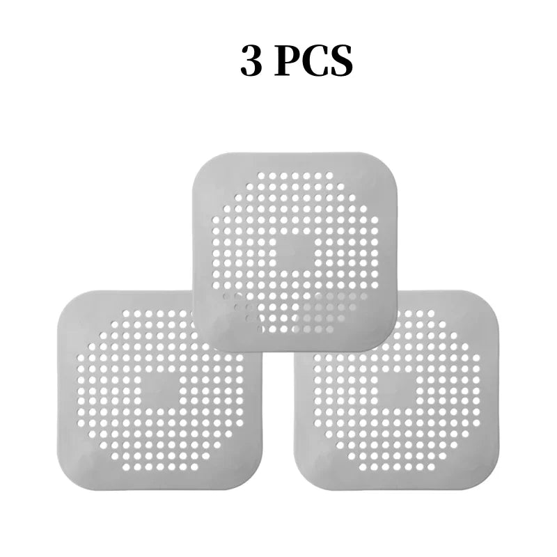 Square silicone absorbent drain for drains, kitchens, bathrooms and showers to prevent sinks from clogging the drain