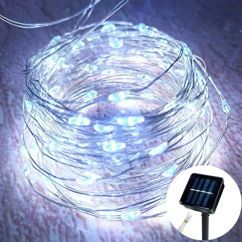 Led Solar Fairy String Lights 8 Modes Christmas Led Light Outdoor Garden Patio Wire Garland Light Christmas Lights
