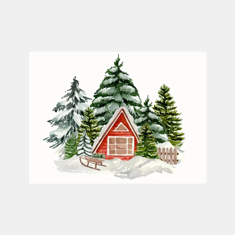 Christmas Blessings Rattan Wreaths Christmas Tree Poster Print Canvas Painting Holiday Wall Art Pictures Home Room Decor