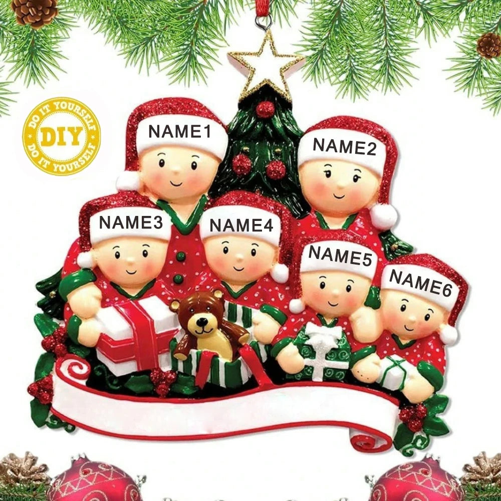 Personalized Family Christmas Ornament Cartoon Pendant Christmas Tree Hanging New Year 2024 Gift Xmas Tree Decoration for Home