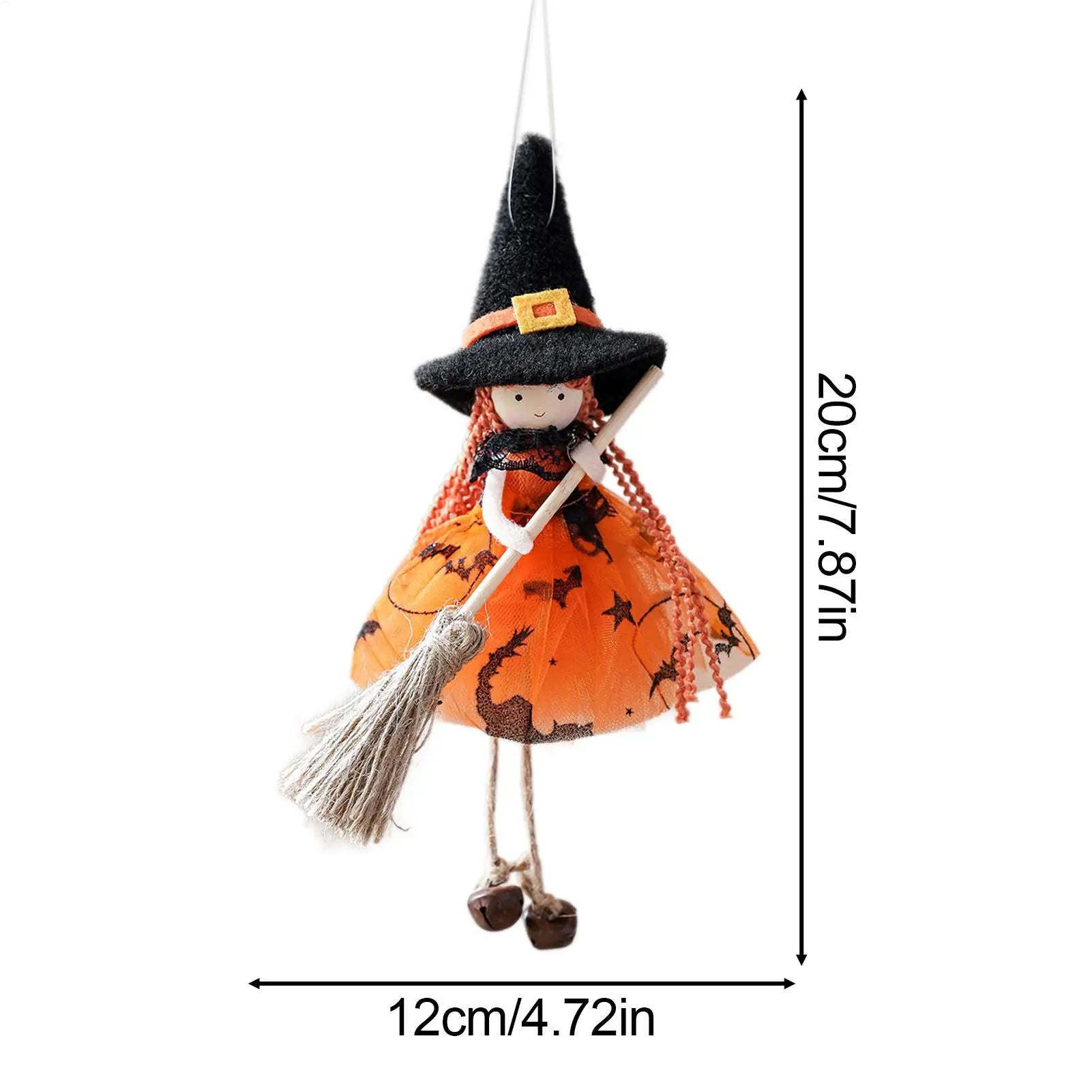 Kitchen Witch Halloween Witch Doll Hangable Decoration with Broom Collectible Figurine Ornament Hangable for Kitchen Haunted