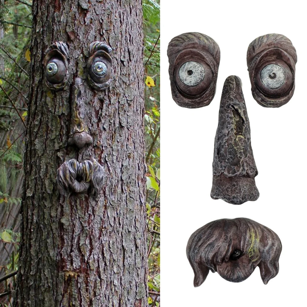 Peeker Yard Art Outdoor Tree Funny Old Man Face Sculpture Whimsical Tree Face Garden Decoration