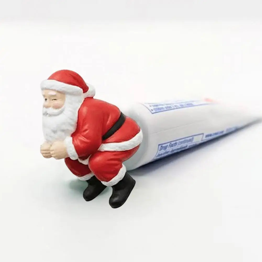 Santa Toothpaste Topper Funny Toothpaste Dispenser 3D Santa Claus Pooping Toothpaste Cap for Christmas Bathroom Decor