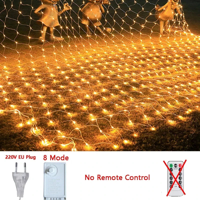 1M-36M LED Outdoor Fishing Net Christmas Fairy Lights Festoon Garden Street Garland Curtain Wedding Tree Ramadan Decoration 2026