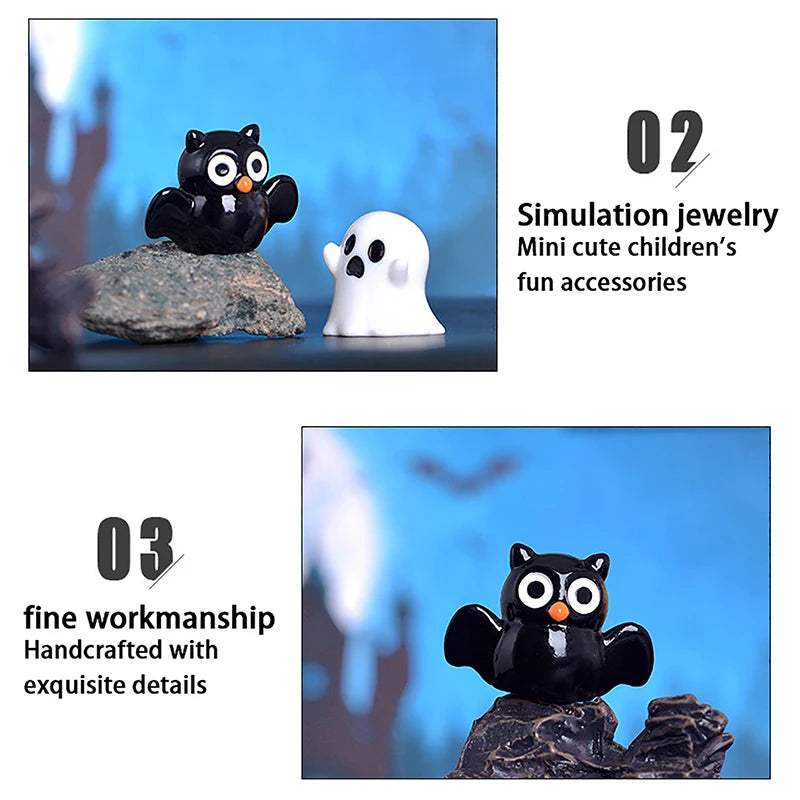 Halloween Micro Landscape Miniature Figurines Resin Craft Mini Fairy Garden Ornaments Cute Pumpkin Ghost Vampire Decoration