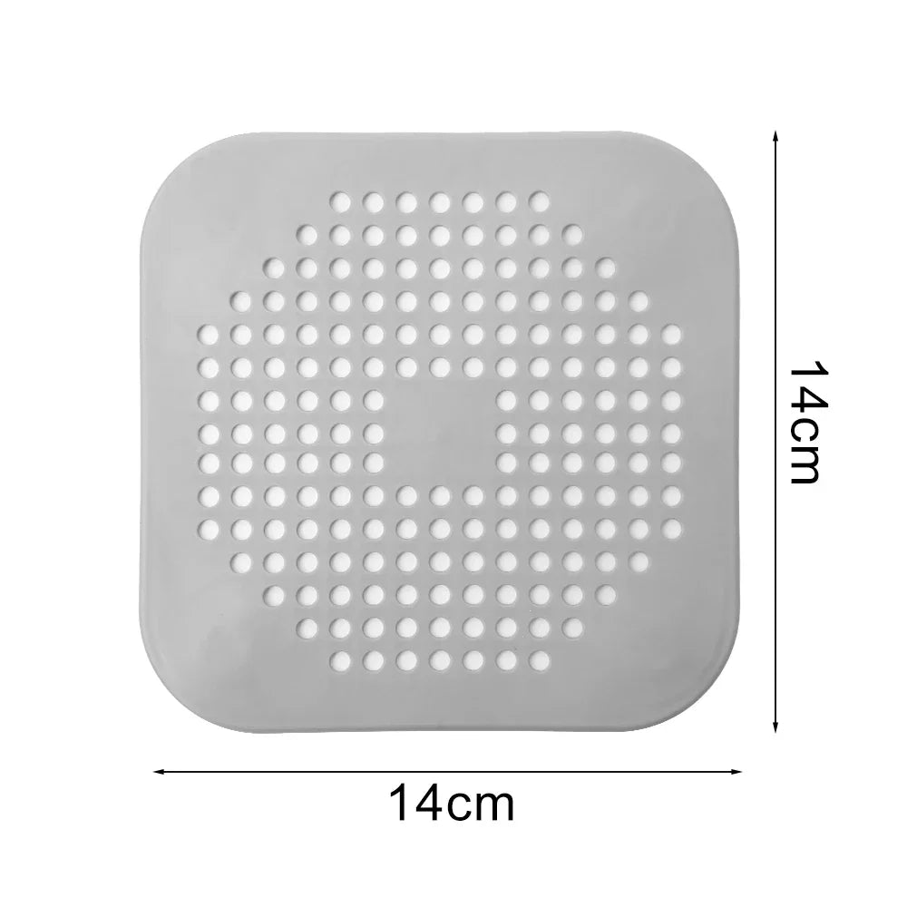 Square silicone absorbent drain for drains, kitchens, bathrooms and showers to prevent sinks from clogging the drain