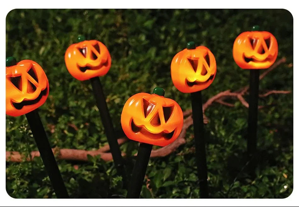 5PCS/Set Pumpkin,Ghost Solar Halloween Lights Outdoor Waterproof Pathway Light Garden Home Decoration Lamp Halloween Accessories