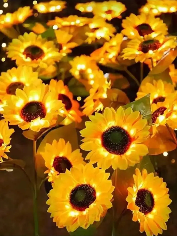 1PC Solar Powered Sunflower Light Outdoor Waterproof LED Ground Insert Lawn Lamp For Garden Lawn Courtyard Decoration