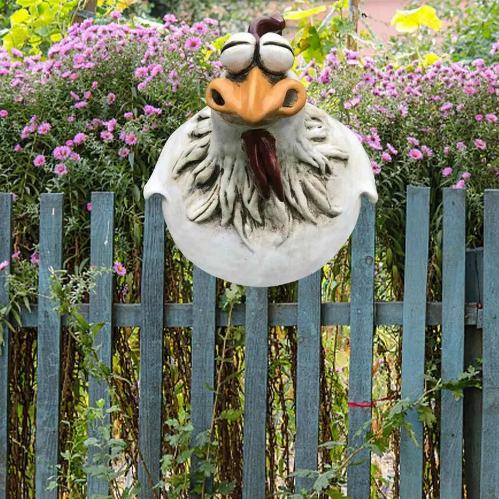 1PC Chicken Fence Decor Statues Resin Garden Farm Yard Chicken Hen Sculpture Art Craft Courtyard Housewarming Home Decoration
