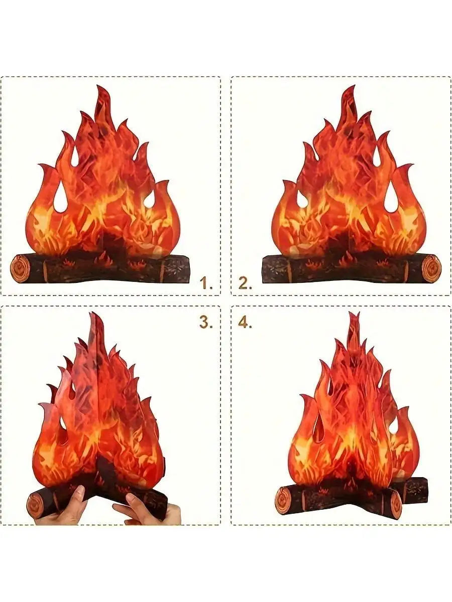 1pc, 3D Halloween Fire Decorative Cardboard Bonfire Centerpiece (10.63