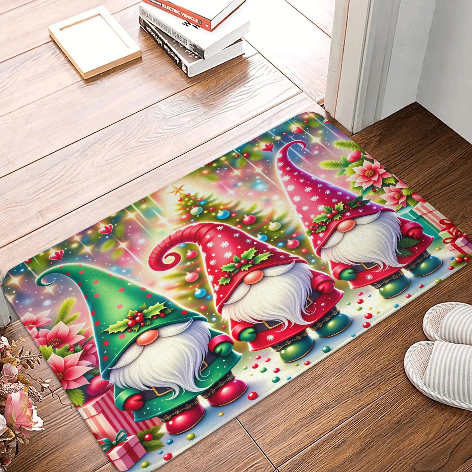 Snowman Pattern Merry Christmas Doormat Non-Slip Entrance Kitchen Bath Door Floor Mat  Toilet Carpet Rug