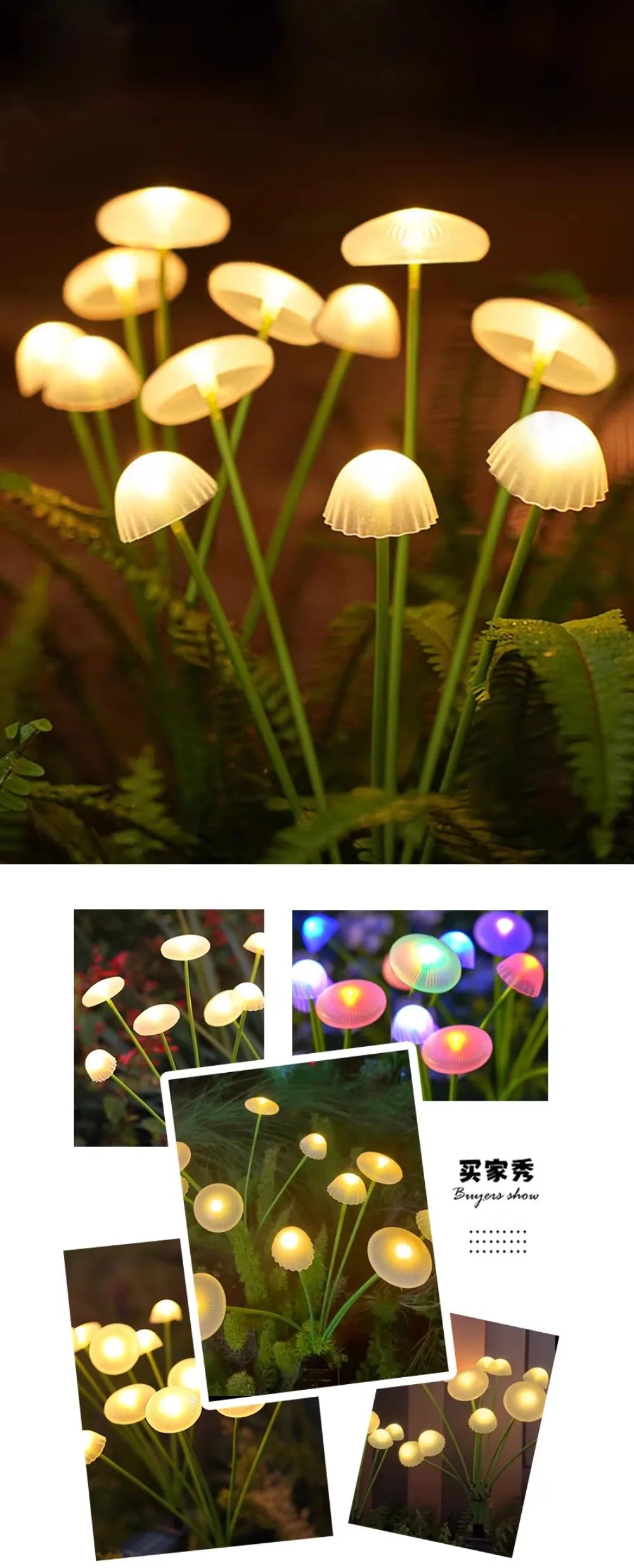 LED Solar Jellyfish Mushroom Fairy Light RGB Waterproof Energy-saving Solar Garden Lamp for Outdoor Lawns Courtyard Decor Light