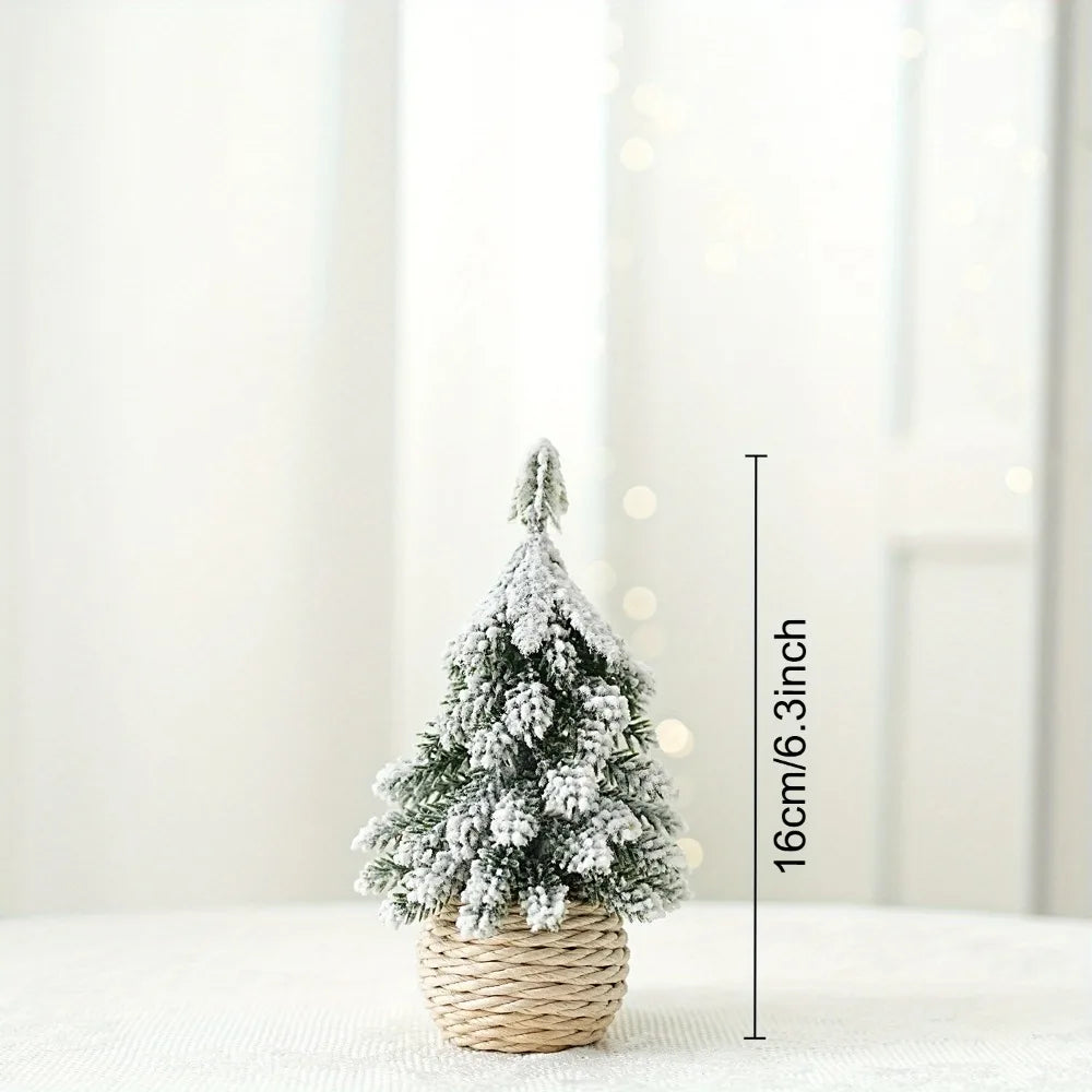 4Pcs/Set Mini Christmas Tree Artificial Small Snow Pine Xmas Tree Decorations New Year Party Ornaments Gifts Home Table Decor